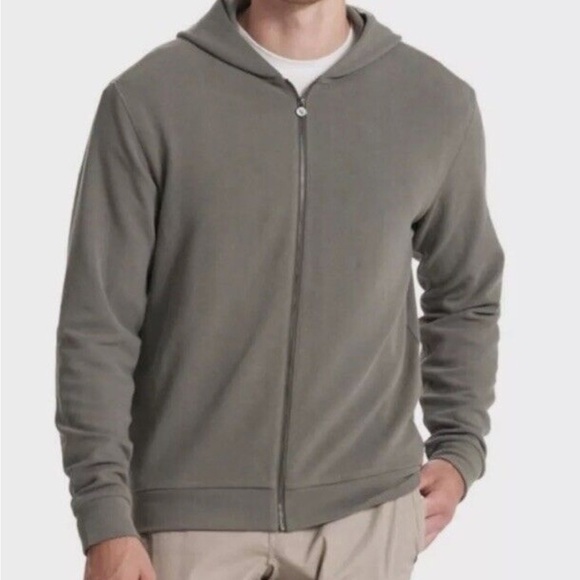 Vuori Mens S Performance Waffle Zip Hoodie Sweatshirt Dusty Pine Green - Picture 1 of 13